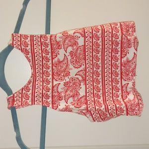 Red and White Floral Crop Top